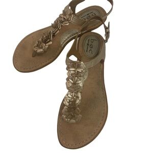 Born Concept Metallic Leather Flat Thong Sandal